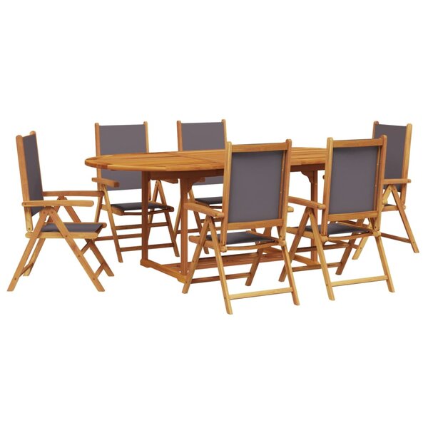 vidaXL Ensemble à manger de jardin 7 Pièces anthracite tissu bois massif