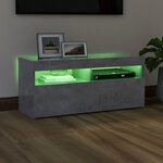 vidaXL Meuble TV avec lumières LED gris béton 90x35x40 cm