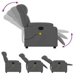 vidaXL Fauteuil inclinable de massage électrique gris foncé tissu