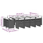 vidaXL Ensemble à manger de jardin avec coussins 13 Pièces marron rotin