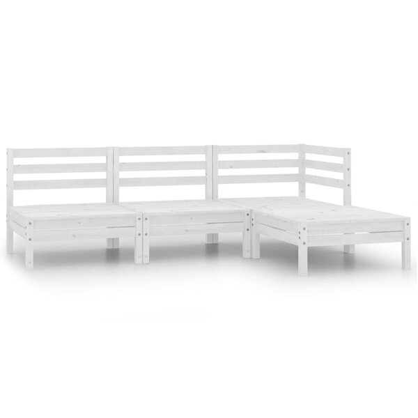 vidaXL Salon de jardin 4 Pièces Bois de pin massif Blanc