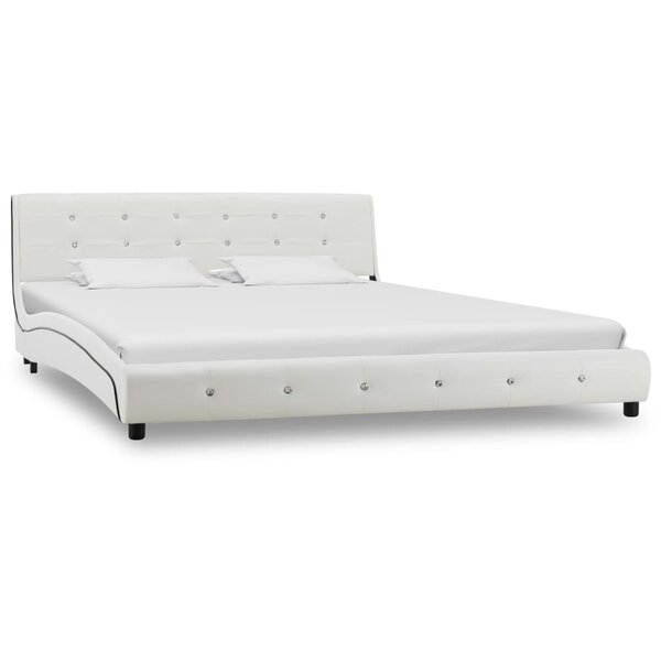 vidaXL Cadre de lit Blanc Similicuir 160x200 cm