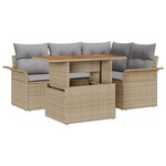 vidaXL Ensemble de Salle à Manger de Jardin 5 Pièces avec Coussins Beige Rotin Acacia