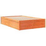 vidaXL Cadre de lit sans matelas cire marron 135x190cm bois pin massif