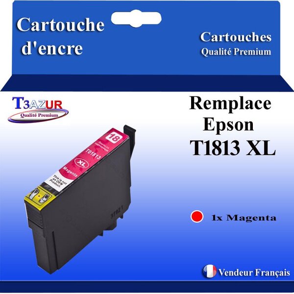 T3AZUR- Cartouche Compatible avec Epson 18XL 18 XL remplace Expression Home XP205 XP215 XP305 XP312 XP315 XP322 XP325 XP405 XP412 XP415 XP422 XP425 Magenta