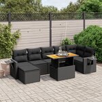vidaXL Salon de jardin 8 Pièces avec coussins noir résine tressée