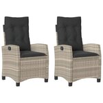 vidaXL Chaises inclinables jardin lot de 2 et coussins résine tressée