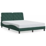 vidaXL Cadre de lit avec lumières LED vert foncé 140x190 cm velours