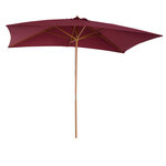 Parasol droit rectangulaire de jardin 2 95L x 2l x 2 55H m rouge bordeaux