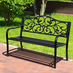 Banc 3 places de jardin terrasse style cosy chic 127L x 60l x 89H cm métal époxy anticorrosion noir