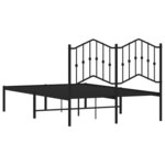 vidaXL Cadre de lit métal sans matelas avec tête de lit noir 120x200cm