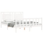 vidaXL Cadre de lit avec tête de lit blanc King Size bois massif