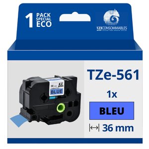 Ruban compatible Brother TZe561 - Texte noir sur fond bleu