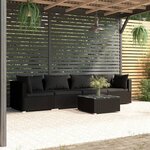 vidaXL Salon de jardin 5 Pièces avec coussins résine tressée noir