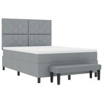vidaXL Lit avec sommier et banc gris clair 140x190 cm en tissu