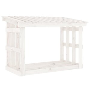 vidaXL Support pour bois de chauffage Blanc 108x64 5x77 cm Bois de pin