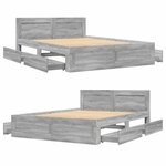 vidaXL Cadre de lit avec tête de lit sonoma gris 140x190 cm