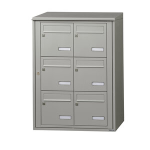 Bloc collectif leabox.com 2x3 grade 3 simple face Extérieur fixation murale Gris agate RAL 7038 finition brillante