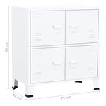 vidaXL Coffre de rangement industriel Blanc 75x40x80 cm Acier