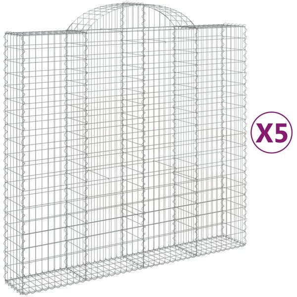 vidaXL Paniers à gabions arqués 5 Pièces 200x50x180/200 cm Fer galvanisé