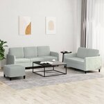 vidaXL Ensemble de canapés 3 Pièces gris clair velours