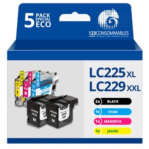 Pack compatible avec BROTHER LC225XL/LC229XXL 5 cartouches