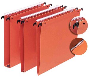 Bte de 25 dossiers suspendus Medium 220g Tiroirs Fond V Orange L'OBLIQUE AZ
