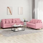 vidaXL Ensemble de canapés 2 Pièces avec coussins Rose Velours