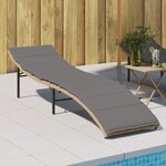vidaXL Chaise longue avec coussin beige 55x199x50 cm résine tressée