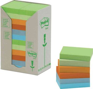 Bloc-note adhésif Recycling 76 x 76 mm 6 couleurs POST-IT