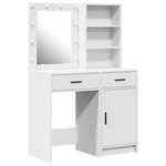 Ensemble de coiffeuse 2 pièces avec LED en bois blanc