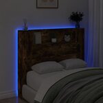 vidaXL Armoire tête de lit avec LED chêne fumé 120x16 5x103 5 cm