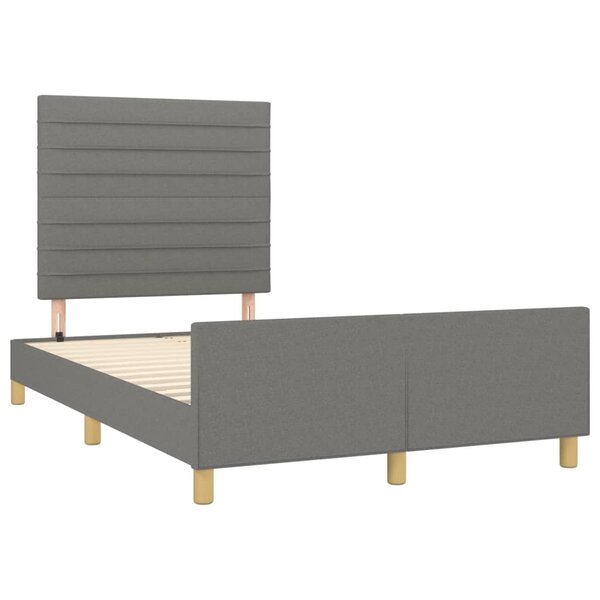 vidaXL Cadre de lit avec tête de lit gris foncé 120x190 cm tissu