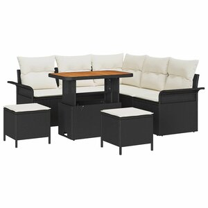 vidaXL Ensemble de canapé de jardin avec coussin 8 Pièces Noir et Crème