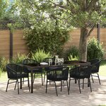 vidaXL Set de salle à manger de jardin 7 pièces noir poly rotin