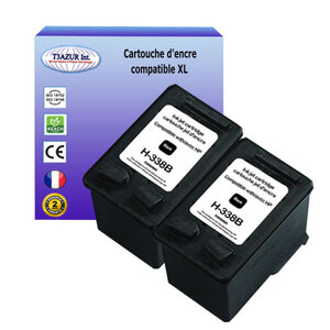 1+1 Cartouches compatibles avec HP OfficeJet 6215, 7200, 7205, 7208, 7210, 7210v, 7210xi, 7213, 7215, 7218, 7300 remplace HP 338 Noire - T3AZUR