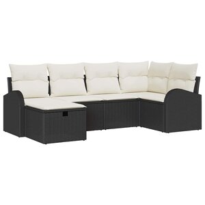 vidaXL Ensemble de Canapés avec coussin Noir et Crème polyrotin