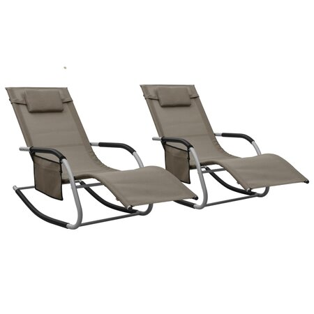 vidaXL Chaises longues 2 Pièces Textilène Taupe et gris