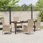 Ensemble de jardin 5 pièces avec coussins en rotin poly beige vidaXL