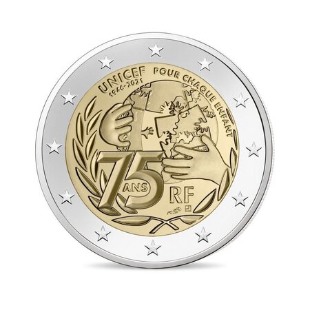 Monnaie 2 euros commémorative france unicef 2021
