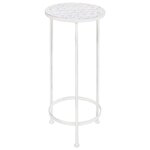 vidaXL Support de plantes 3 Pièces Style vintage Métal Blanc antique