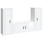 vidaXL Ensemble de meubles TV 3 Pièces Blanc brillant Bois d'ingénierie