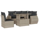 vidaXL Salon de jardin 6 Pièces avec coussins gris clair résine tressée
