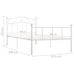 vidaXL Cadre de lit Blanc Métal 90 x 200 cm