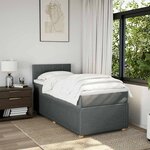 vidaXL Sommier à lattes de lit et matelas Gris foncé 90x190 cm Tissu