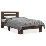 vidaXL Cadre de lit chêne marron 90x200 cm bois d'ingénierie et métal