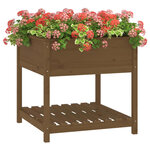 vidaXL Jardinière avec étagère Marron miel 82 5x82 5x81 cm Bois de pin