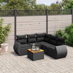 vidaXL Salon de jardin 6 Pièces avec coussins noir résine tressée
