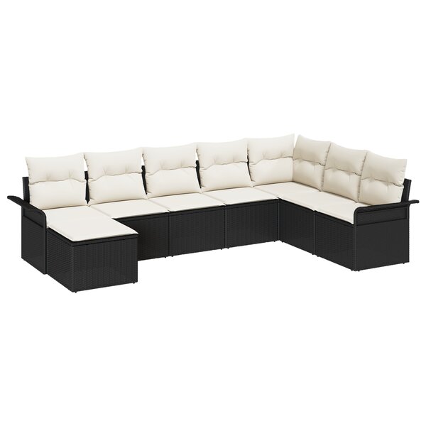 vidaXL Canapé de jardin 8 pièces avec coussins en rotin poly noir