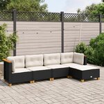 vidaXL Salon de jardin 5 Pièces avec coussins noir résine tressée
